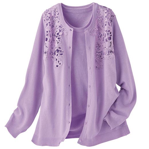 ベルーナ ニットアンサンブル M L LL 綿麻素材レース使いニットアンサンブル M～LL  ベルーナ Belluna 40代 50代 60代 レディース ミセス 大人 ファッション 夏 ニット アンサンブル