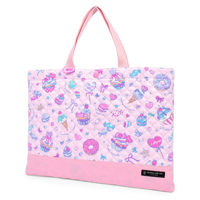 レッスンバッグ キルティング ループ付き  ミルキースイーツのキャンディアラモード 子供用 手提げバッグ お稽古バッグ 絵本袋 通学 入園グッズ 子供 ピアノ レッスンバック おけいこバッグ  小学生 入学 おしゃれ かわいい 幼稚園