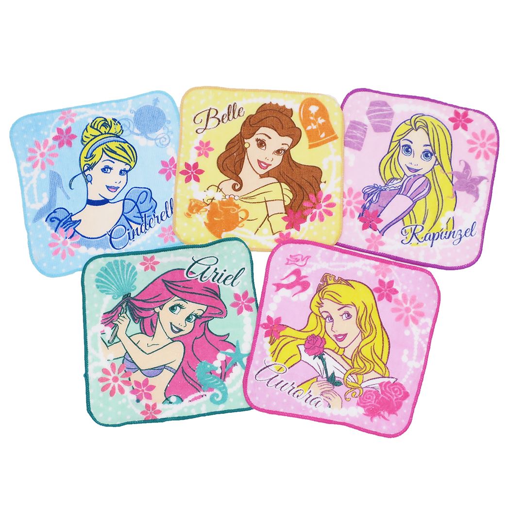 ディズニープリンセス ミニタオル はんかちタオル5枚セット ビジューフレーム ディズニー 丸眞 15x15cm 入園入学準備雑貨 キャラクターグッズ通販  ディズニープリンセス ミニタオル はんかちタオル5枚セット ビジューフレーム ディズニー 丸眞 入園入学準備 雑貨 キャラクター グッズ 通販 メール便可 シネマコレクション