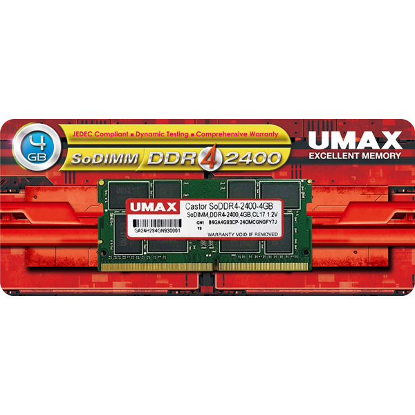 ＵＭＡＸ ノートPC用メモリー SO-DIMM DDR4-2400 4GB 1枚組 UM-SODDR4S-2400-4G  目安在庫=△