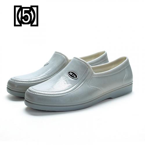 レインシューズ スリッポン ショート 雨靴 ローヒール PVCソール 防水 シューズ メンズ カジュアル