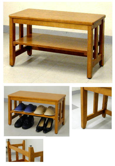 木製の玄関ベンチ ６０センチ幅 ７．０ｋｇ EB-603N 収納付き シューズラック
