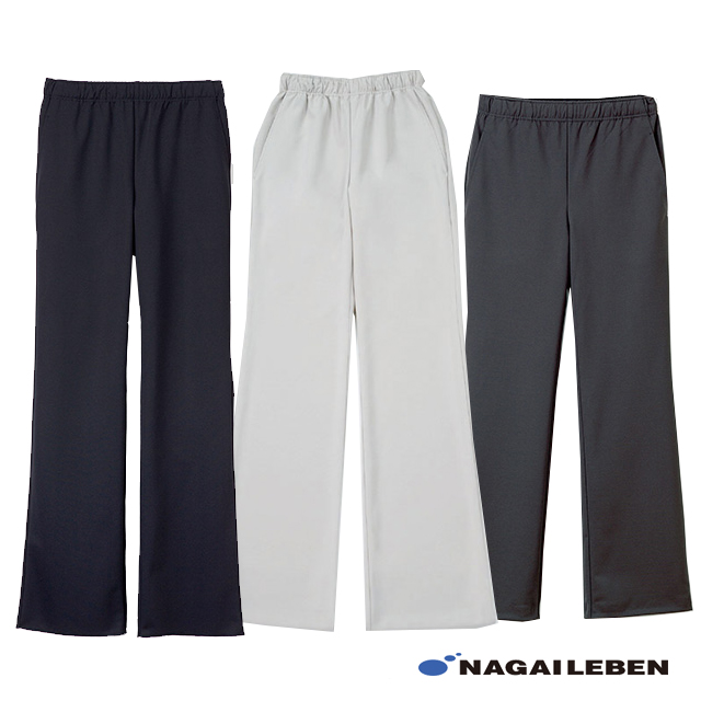 ナガイレーベン ナースウェア パンツ NJ5203 ナガイレーベン ナースウェア パンツ 男女兼用 ブーツカット ストレート ノータック ウエストゴム 紐付き ポケット 制菌加工 制電 吸水 防汚 NAGAILEBEN 医療用 看護師 介護 ユニセックス ズボン スラックス チャコール グレー 紺 ネイビー