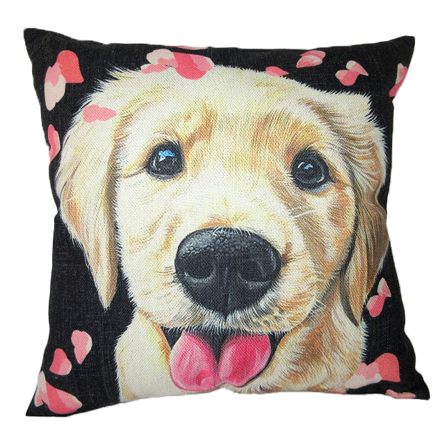 登場! お取り寄せ ギフト 贈り物 プレゼント 男性 女性 犬 ペット クッション カバー のみ ゴールデンレトリバー 45×45cm 背景：黒花 雑貨 グッズ kingdogs 犬屋 いぬや integrateja.eu integrateja.eu