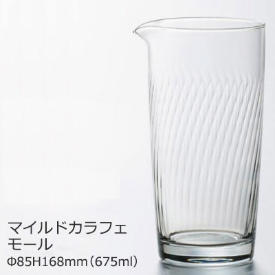 内側の彫刻が光を放つ美しいピッチャー 水差し ピッチャー マイルド カラフェ モール アデリア おしゃれ シンプル Φ85×H168mm 675ml  B-6031