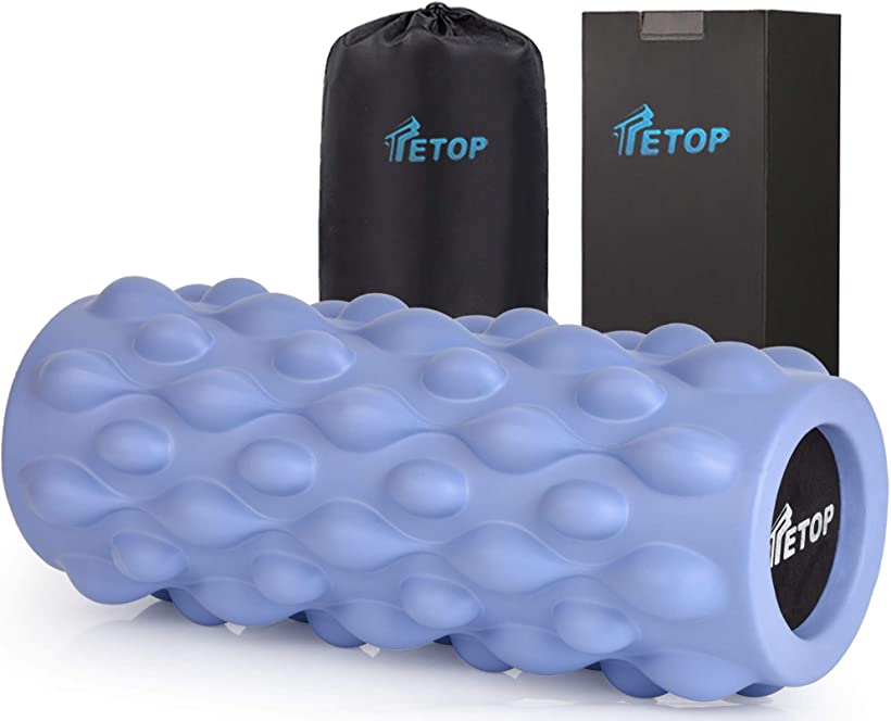 TETOP テートップ   筋膜リリース 実力派. 割れない フォームローラー 500KG耐荷重 ストレッチローラー マッサージ ヨガポール エクササイズ トレーニング 軽い 32x12.5x12.5CM 500g ライトブルー