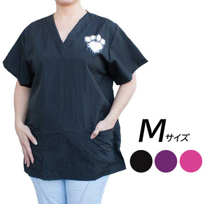 被毛が付きにくいユニフォーム！ PawBrothers グルーミングジャケット 足跡柄 Mサイズ PBG6510