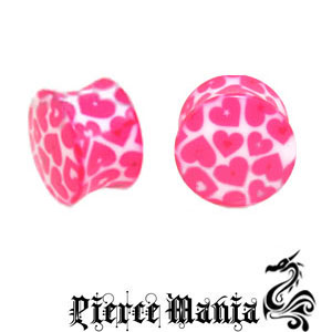 6ゲージ★ネコポス可★即日発送★ギフト包装可色鮮やか＆お手入れ簡単♪アクリルボディピアス ボディーピアス ピアス 6g ハートたっぷり ベリーピンクのアクリルプラグ★ノンアレルギー イヤロブ ダブルフレア ボディーピアス ボディピ