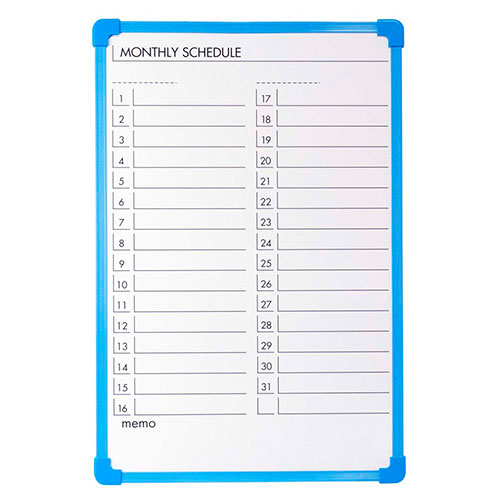 丈夫なフレームのプラスチック枠のホワイトボードシリーズです。 ナカバヤシ プラスチックフレームスケジュールボード W450×H300×D14mm SBP-N4530