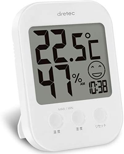 dretec ドリテック  温湿度計 デジタル 時計付き 快適度表示 湿度計 大画面 卓上 オプシスC ホワイト