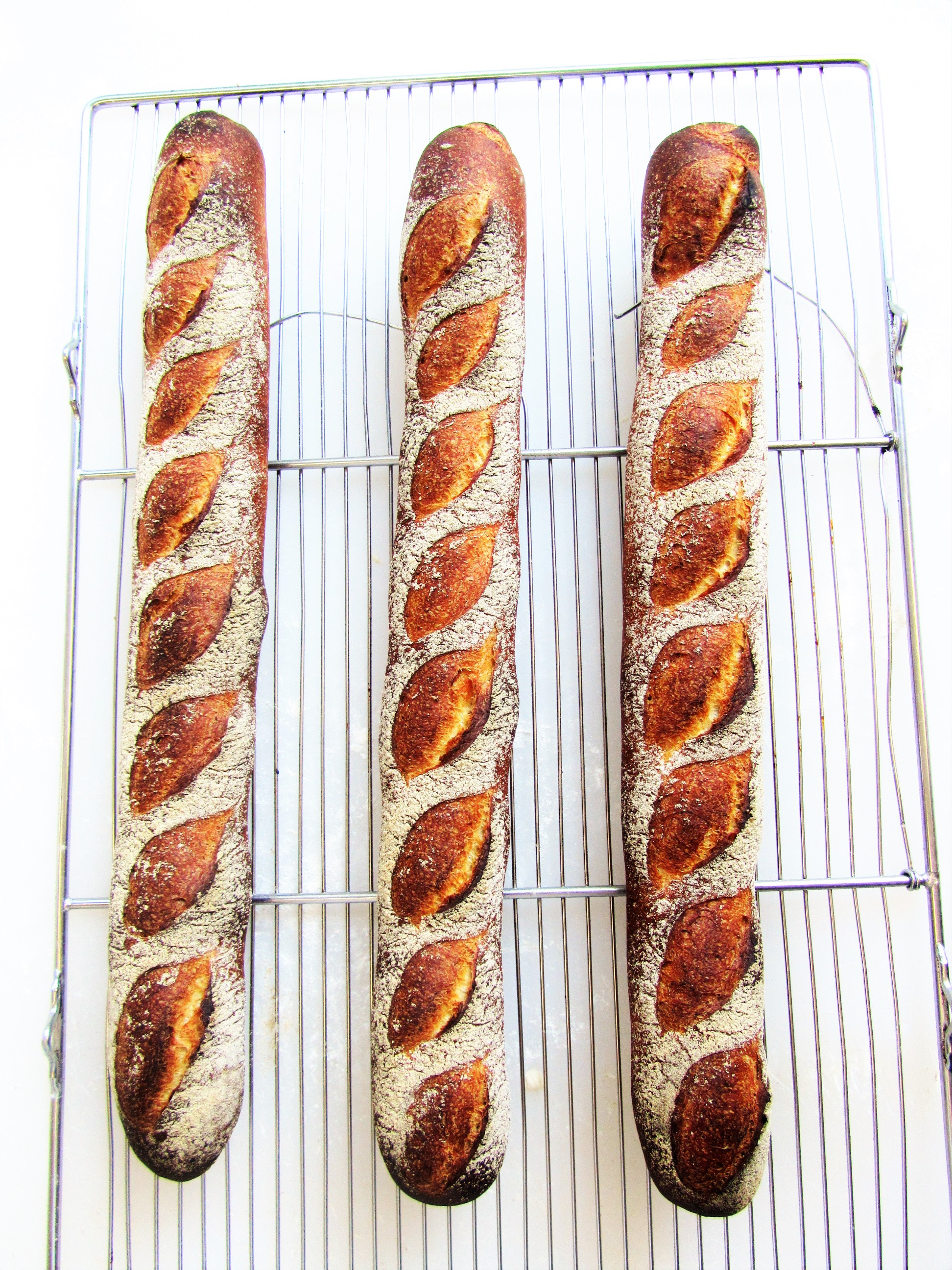 国産小麦 全粒粉 フランス産小麦など7種の小麦をブレンドし、天然酵母を使用して16時間じっくり発酵させました。噛むほどに味わい深く、自信を持ってお届けするバゲットです。 バゲット ルヴァン  国産小麦 天然酵母 3本で1セット パン フランス生地